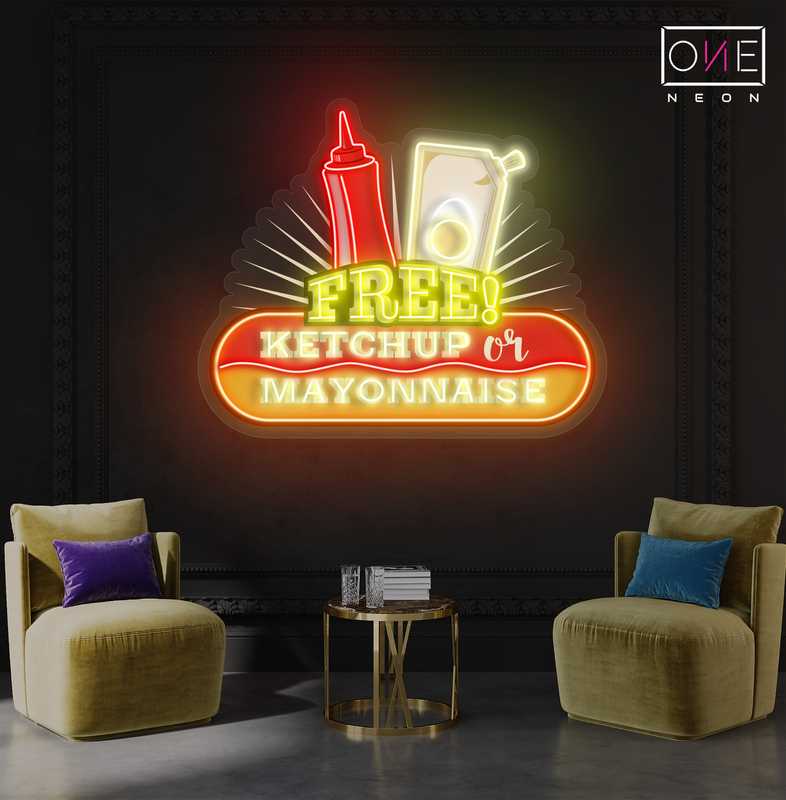 Enseigne Néon LED Artwork Ketchup Ou Mayonnaise Gratuits
