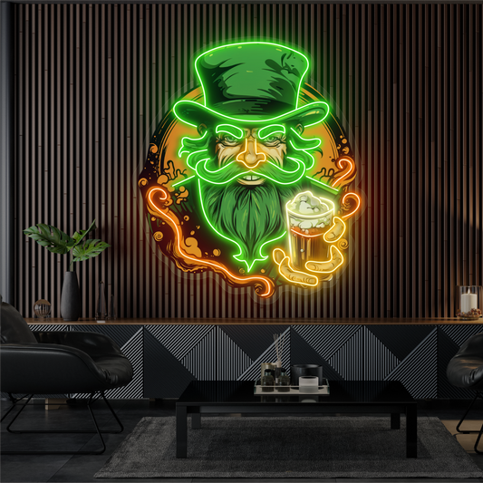 Enseigne néon LED œuvre d'art Green Beard Brew