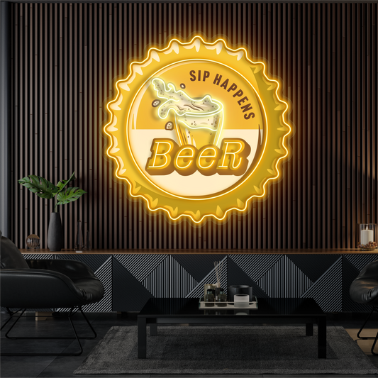 Enseigne néon LED bière "Sip Happens"
