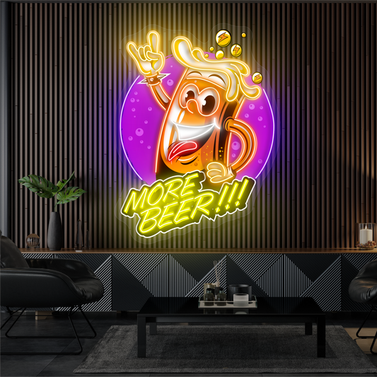 Plus de bière !!! Enseigne LED Néon Art