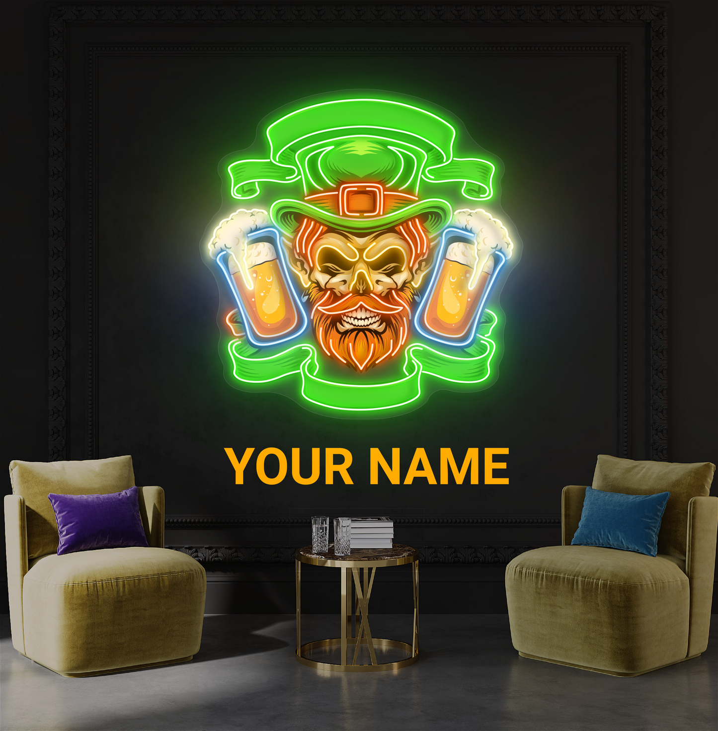 Leprechaun's Double Pint Artwork Led Neon Sign
