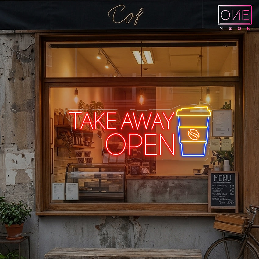 Take Away Coffee - Open Led Neon Sign