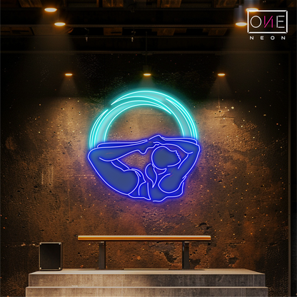 Enseigne au néon LED d'œuvre d'art de yoga Lunar Flow