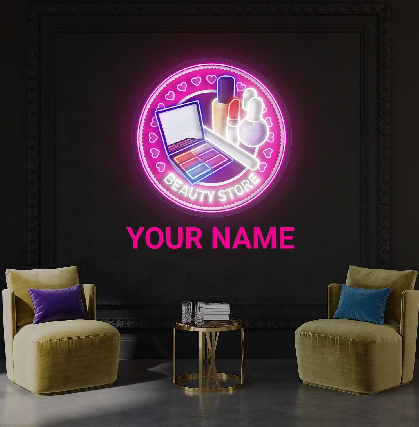 Enseigne lumineuse néon LED pour magasin de beauté