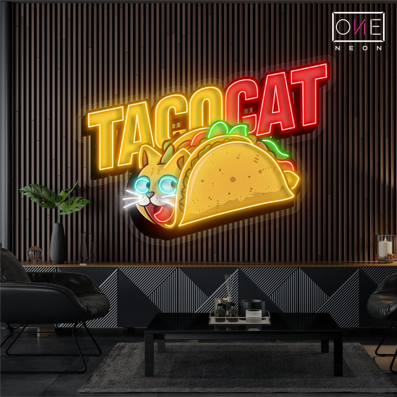 Enseigne néon LED Taco Chat