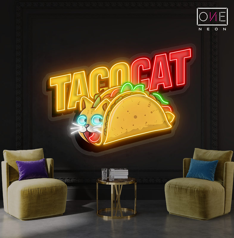 Enseigne néon LED Taco Chat