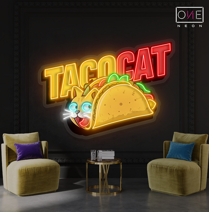 Enseigne néon LED Taco Chat