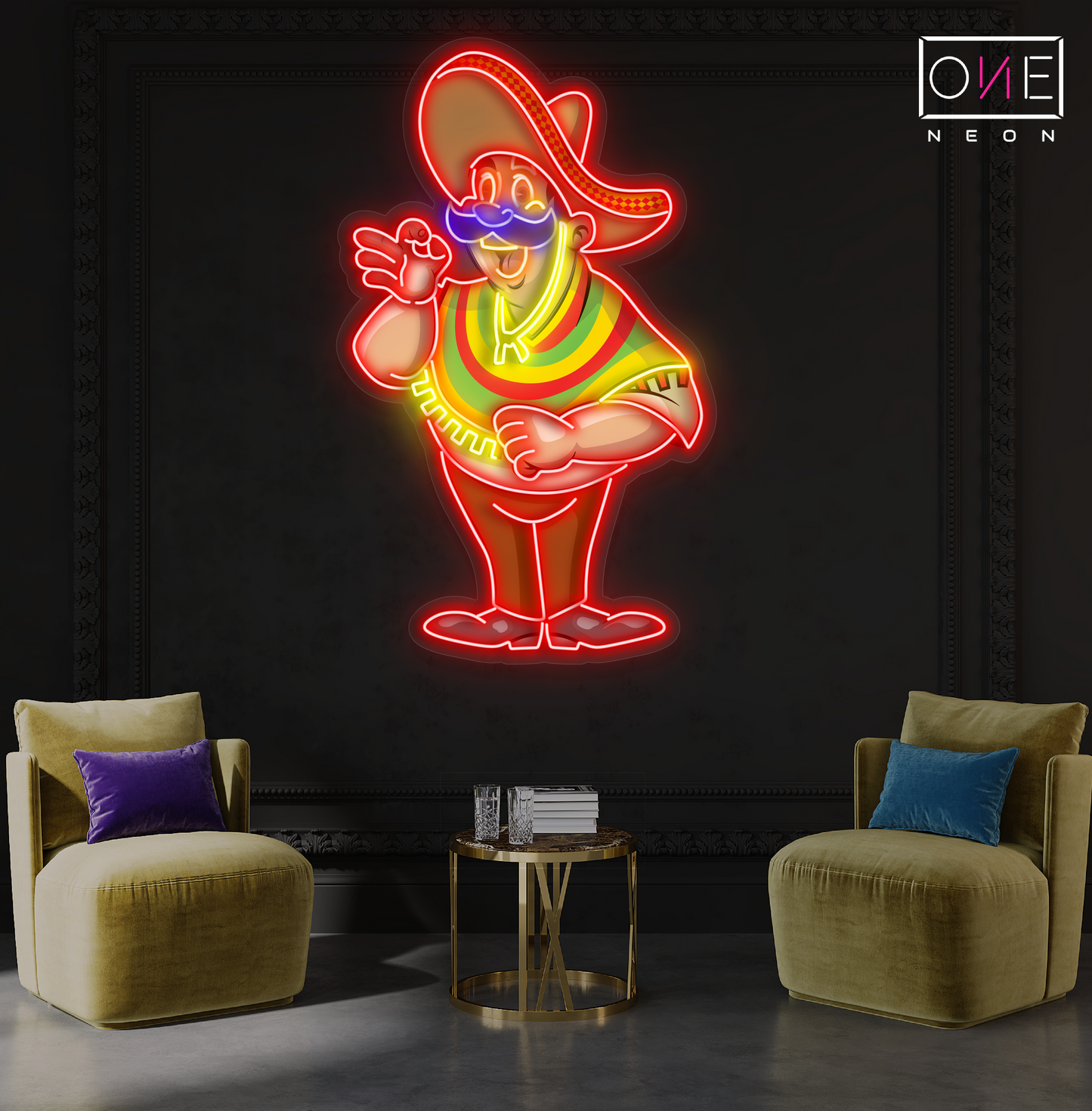 Enseigne néon LED Mustache Amigo