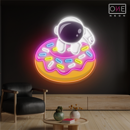 Enseigne néon LED Donut Astronaute
