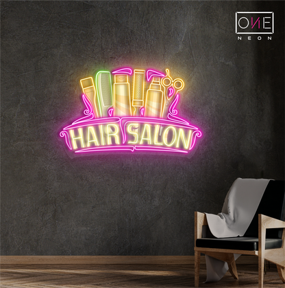 Enseigne Néon LED "Œuvre d'art Salon de coiffure"