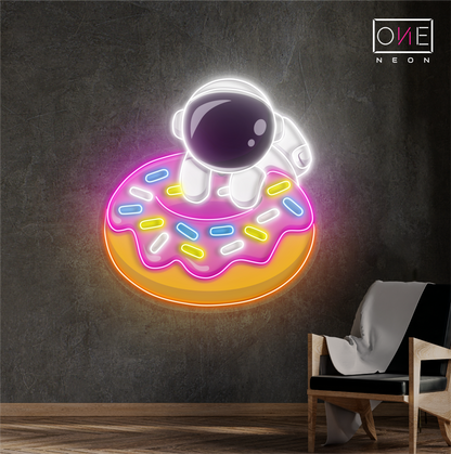 Enseigne néon LED Donut Astronaute
