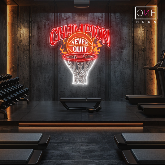 Enseigne Néon LED "Champion de Basketball"