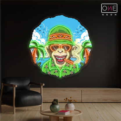 Enseigne néon LED Motif singe tropical