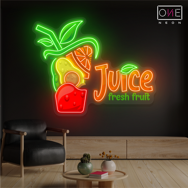 Enseigne néon LED Jus de fruits frais