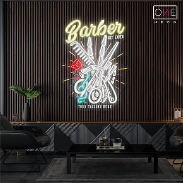Enseigne lumineuse LED Barber Shop Classique