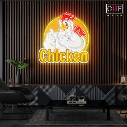Enseigne néon LED Clucky's Chicken Art
