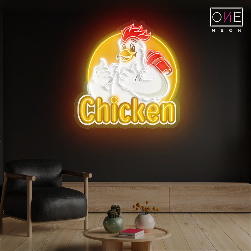 Enseigne néon LED Clucky's Chicken Art