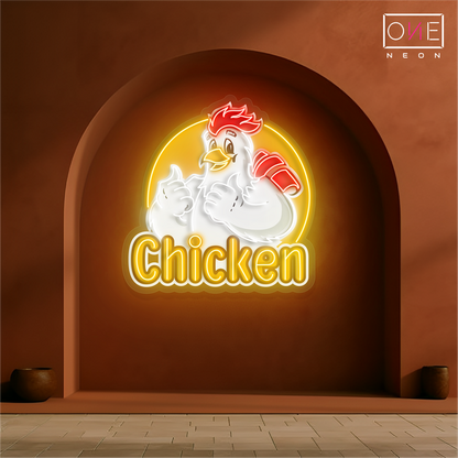 Enseigne néon LED Clucky's Chicken Art