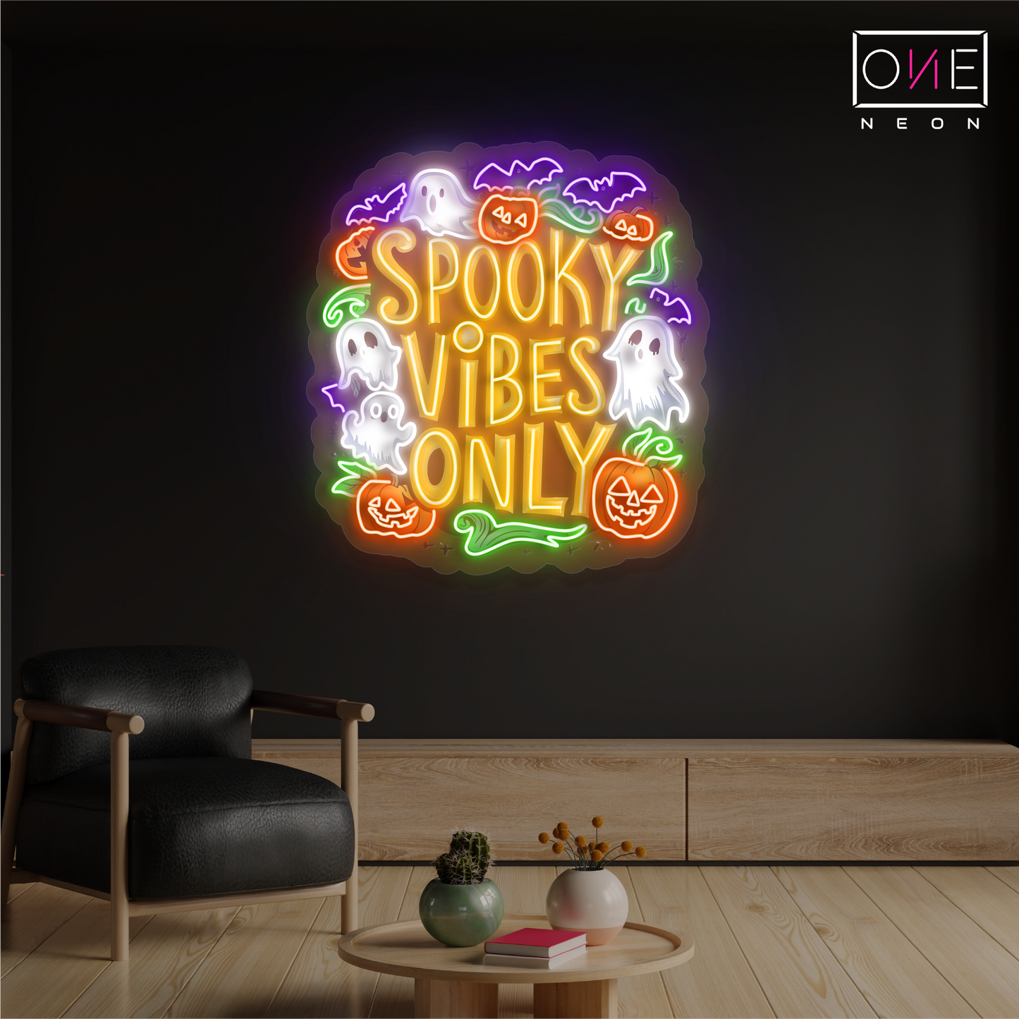 Enseigne néon LED "Spooky Vibes Only"