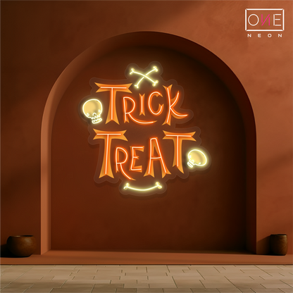 Enseigne néon LED œuvre Trick Treat