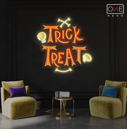 Enseigne néon LED œuvre Trick Treat