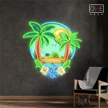 Enseigne Néon LED "Coucher de Soleil Tropical"