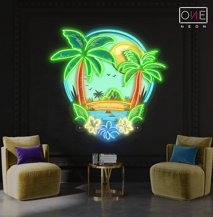 Enseigne Néon LED "Coucher de Soleil Tropical"