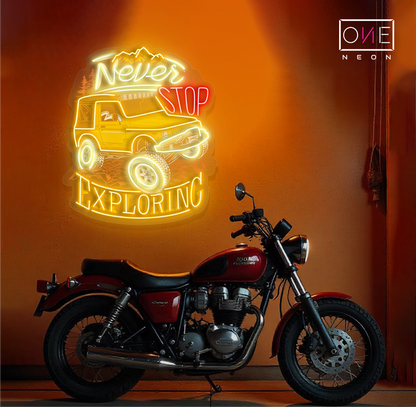 Enseigne néon LED "Never Stop Exploring Artwork"