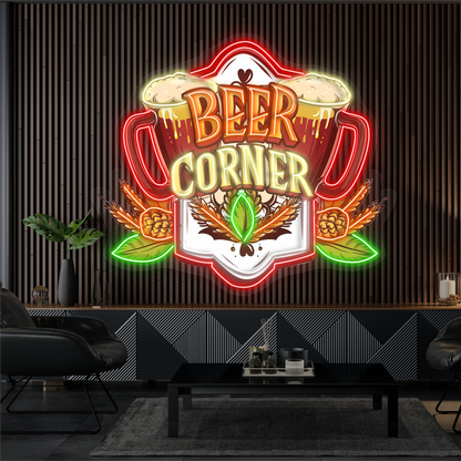 Enseigne lumineuse LED néon Coin Bière