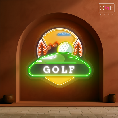Enseigne néon LED Motif de golf en montagne
