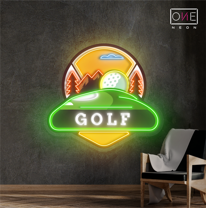 Enseigne néon LED Motif de golf en montagne