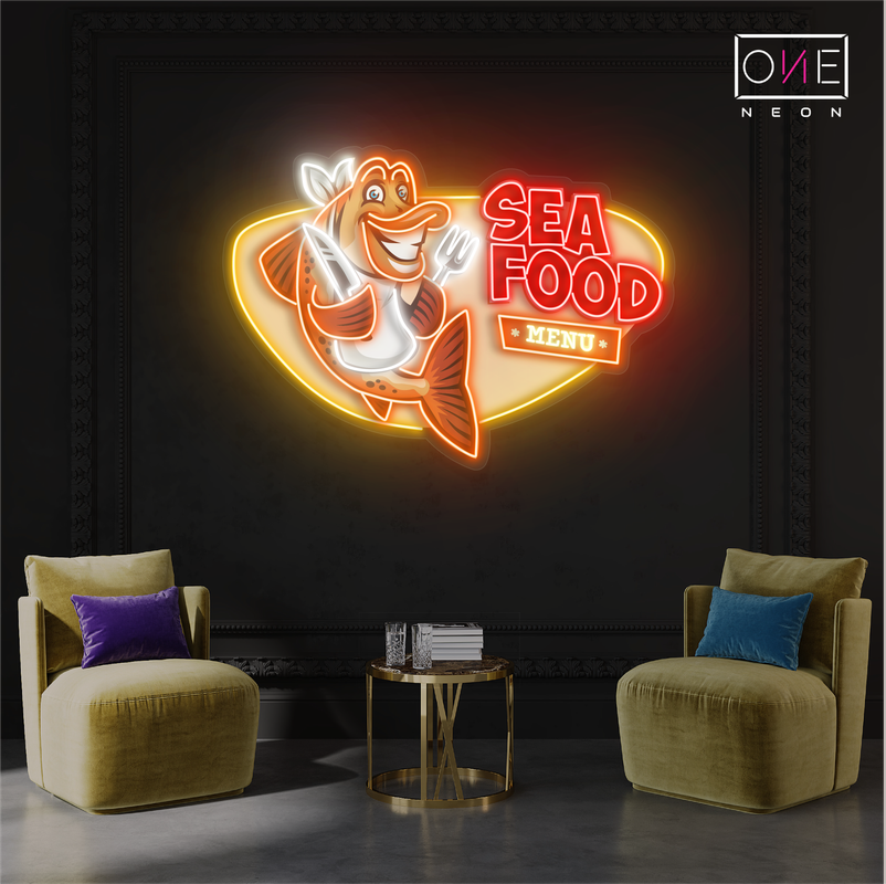 Enseigne néon LED artistique de fruits de mer