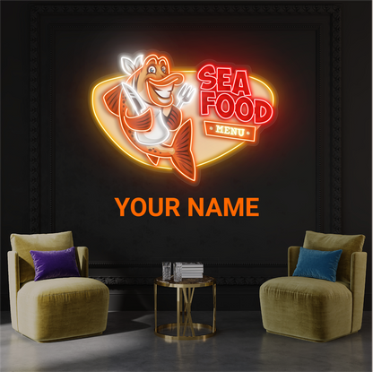 Enseigne néon LED artistique de fruits de mer