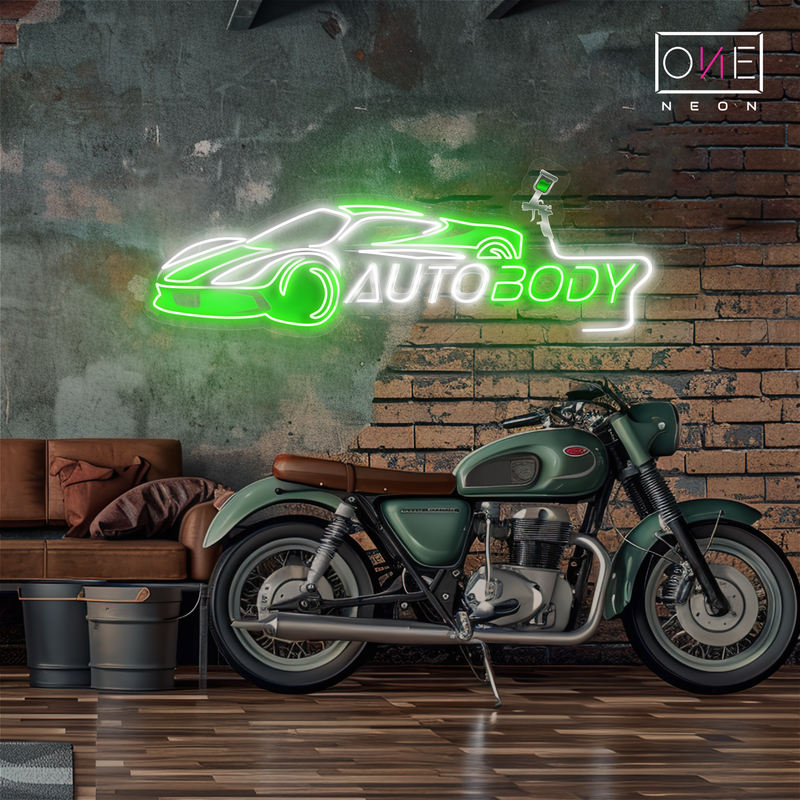 Enseigne néon LED Garage BodyWorks