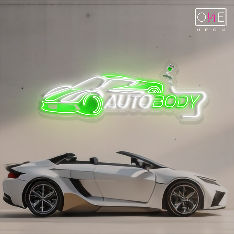 Enseigne néon LED Garage BodyWorks