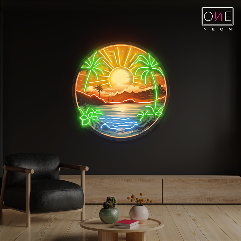 Enseigne néon LED artistique Île Horizon