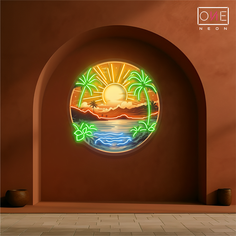 Enseigne néon LED artistique Île Horizon