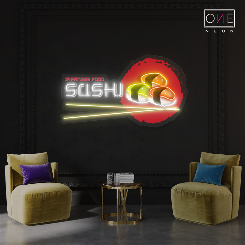 Enseigne néon LED Sushi et œuvres d'art japonaises