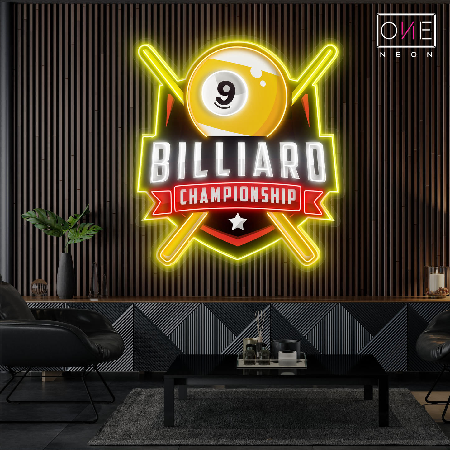 Enseigne néon LED Artwork Championnat de billard à 9 boules
