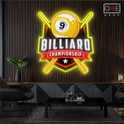 Enseigne néon LED Artwork Championnat de billard à 9 boules