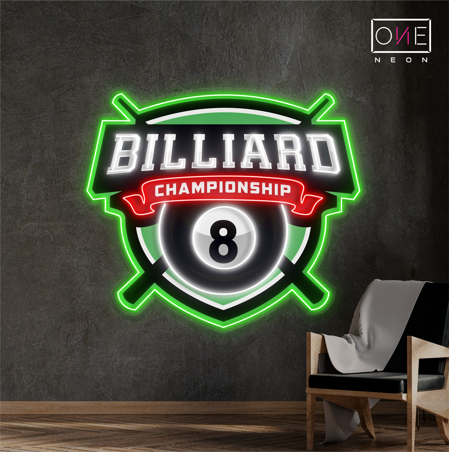 Enseigne lumineuse LED néon de billard 8 balles