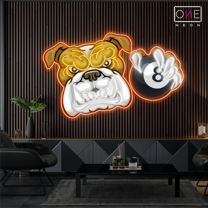 Enseigne néon LED Motif bouledogue 8 billes