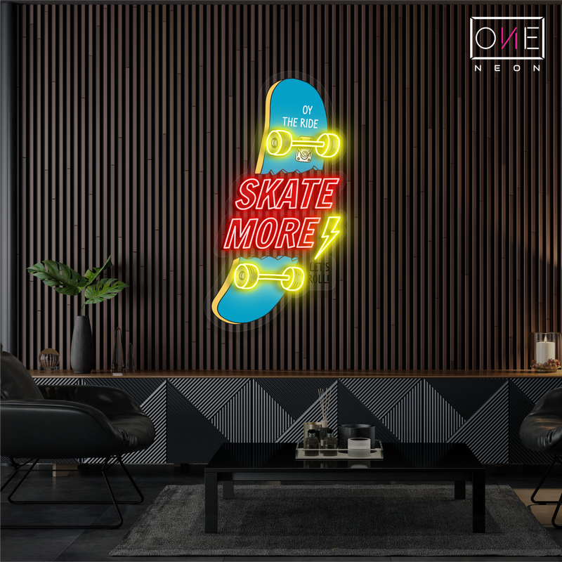 Enseigne néon LED "Skate More"