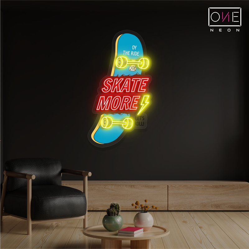 Enseigne néon LED "Skate More"