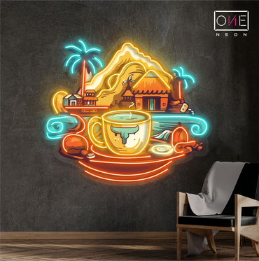 Enseigne néon LED œuvre d'art café de retraite de montagne