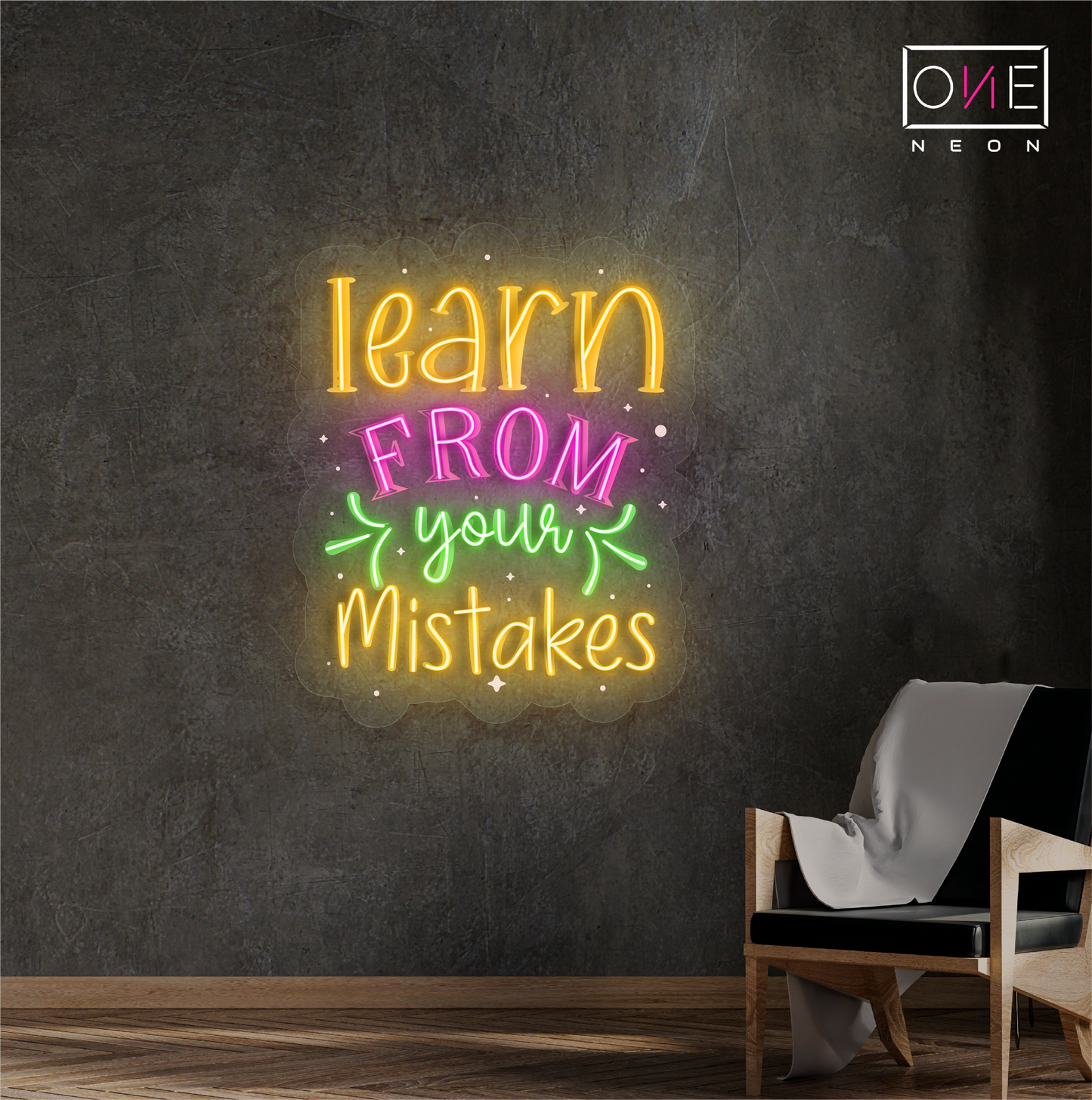 Enseigne lumineuse LED néon "Learn From Your Mistakes"