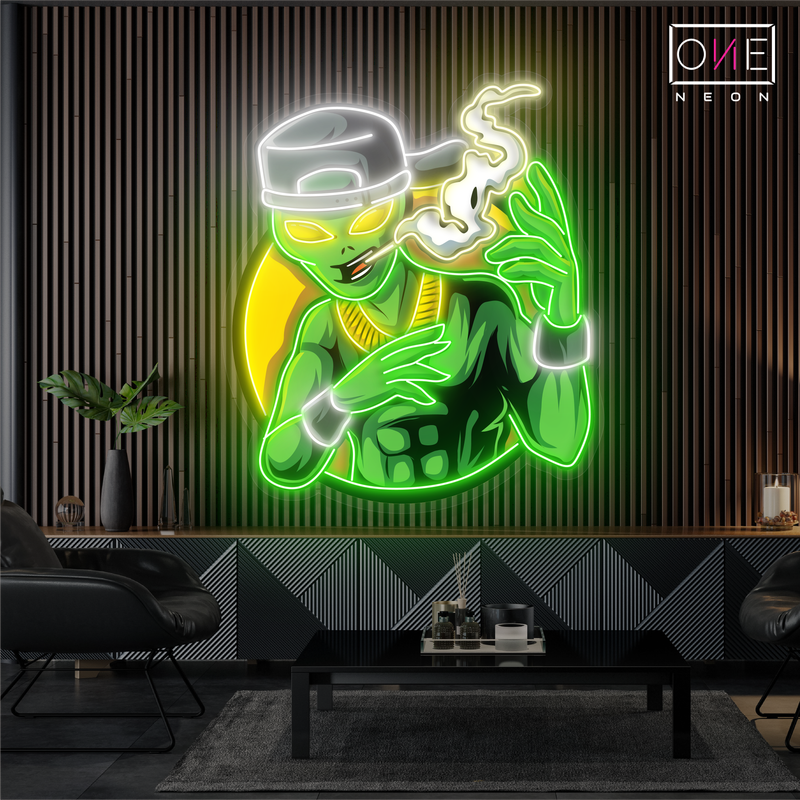 Enseigne néon LED "Street Alien Smoke Artwork"