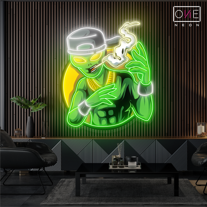 Enseigne néon LED "Street Alien Smoke Artwork"