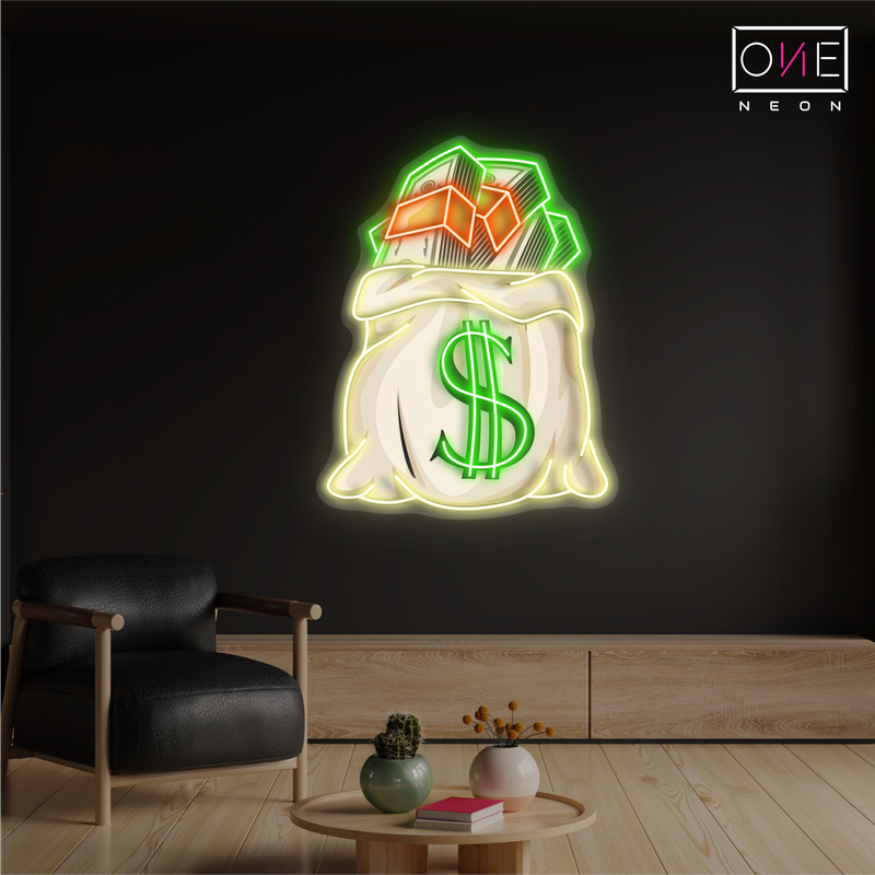 Enseigne néon LED Sac d'argent