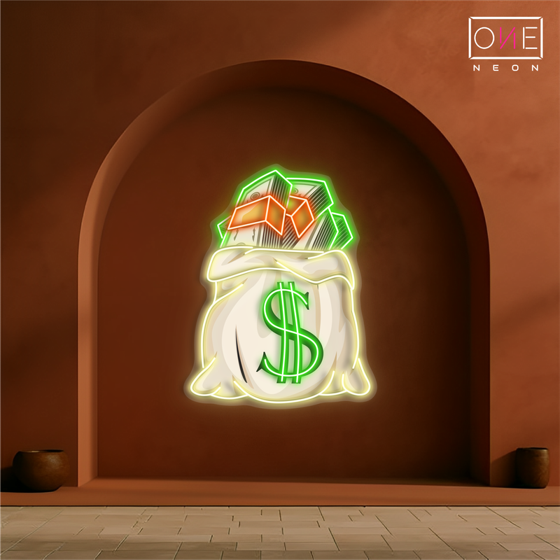 Enseigne néon LED Sac d'argent